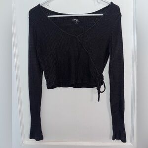 PacSun Black Long Sleeve Wrap Blouse